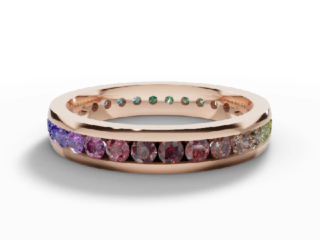 Eternity Rings Diamond & Rainbow Sapphire 100% Recycled 18ct. Rose Gold