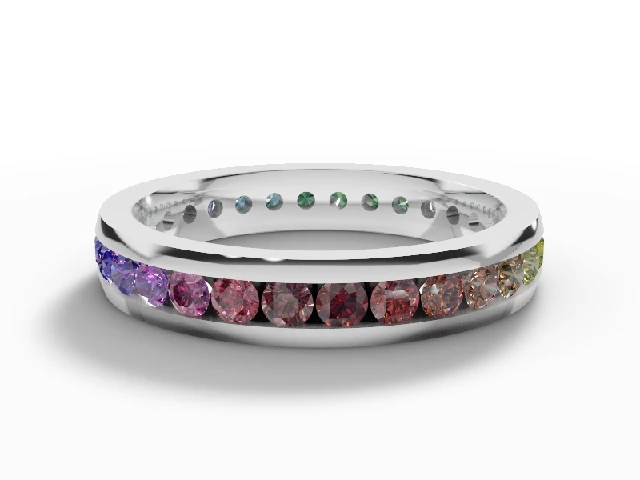 Eternity Rings Diamond & Rainbow Sapphire 100% Recycled 18ct. White Gold