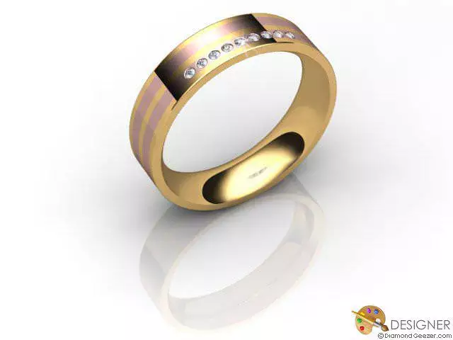 Designer Diamond 18ct. Rose and Yellow Gold Wedding Rings