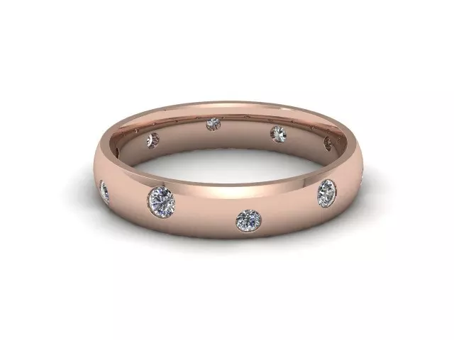 Diamond-Set Wedding Rings Diamond Scatter 100% Recycled 18ct. Rose Gold