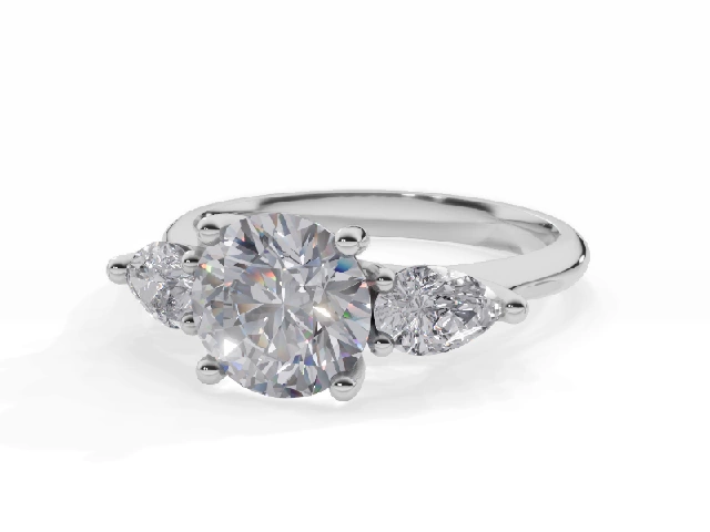 Certified Round Brilliant-Cut Diamond 3 Stone Diamond Engagement Rings in Platinum