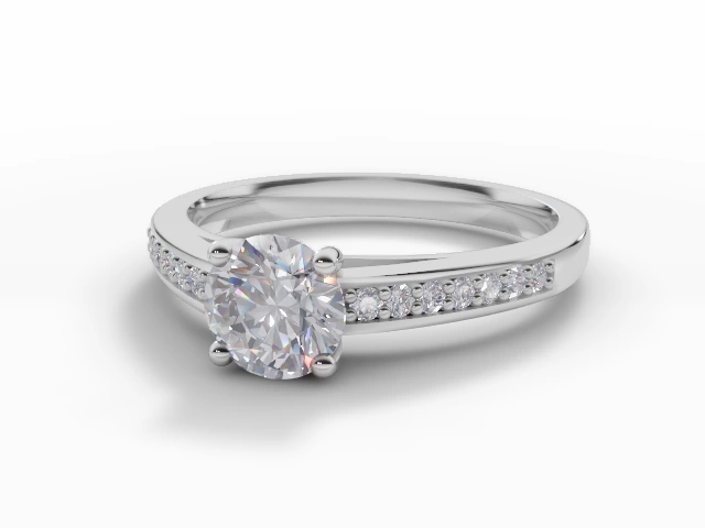 Certified Round Brilliant-Cut Diamond Engagement Rings with a Diamond-Set Band in 18ct. White Gold