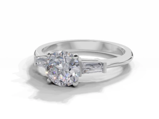 Round Diamond Engagement Rings with Diamond-Set Shoulders in 18ct. White Gold