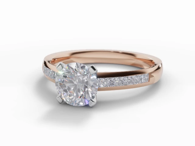 Certified Round Brilliant-Cut Diamond Engagement Rings with a Diamond-Set Band in 18ct. Rose Gold