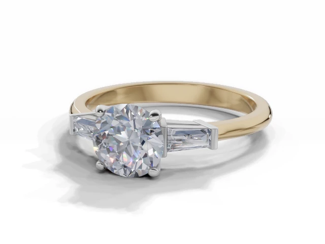 Certified Round Brilliant-Cut Diamond Engagement Rings with Diamond-Set Shoulders in 18ct. Yellow Gold