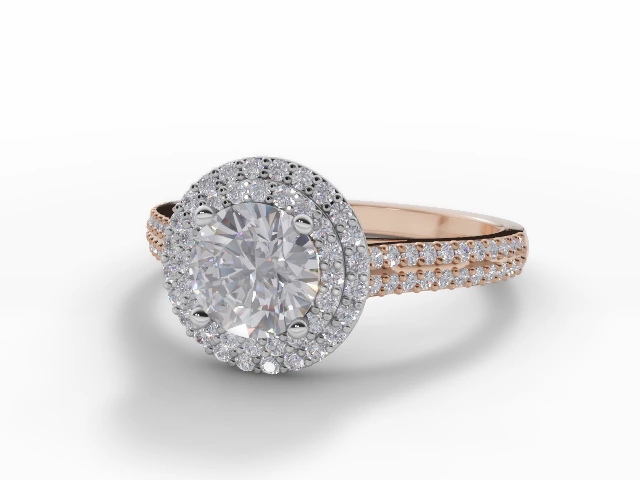 Certified Round Halo Diamond Engagement Rings in 18ct. Rose Gold