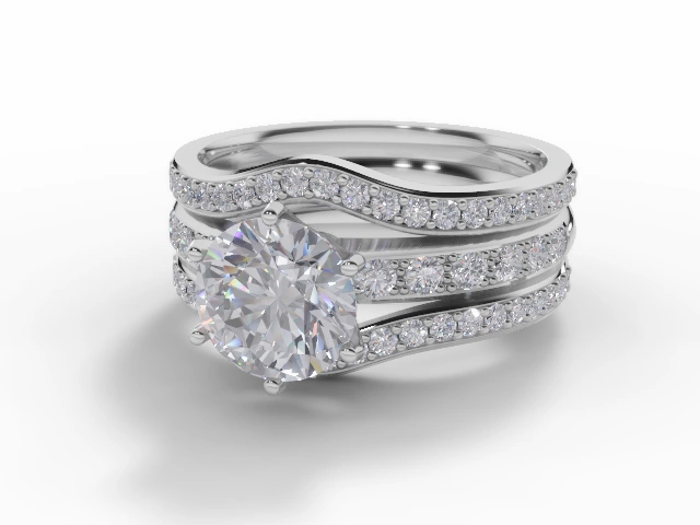 Certified Round Brilliant-Cut Diamond Jacket Engagement Rings in Platinum