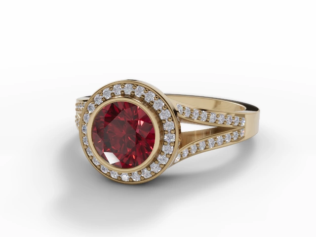 Ruby & Diamond Engagement Rings in 18ct. Yellow Gold