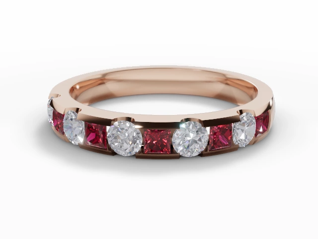 Ruby & Diamond Eternity Rings in 18ct. Rose Gold