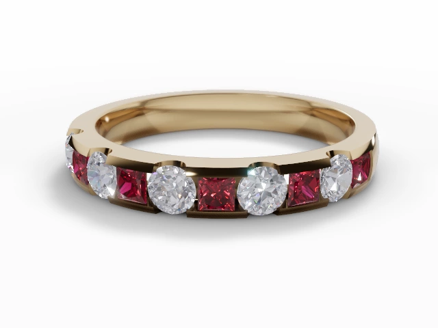 Ruby & Diamond Eternity Rings in 18ct. Yellow Gold