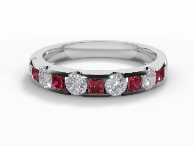 Ruby & Diamond Eternity Rings in 18ct. White Gold