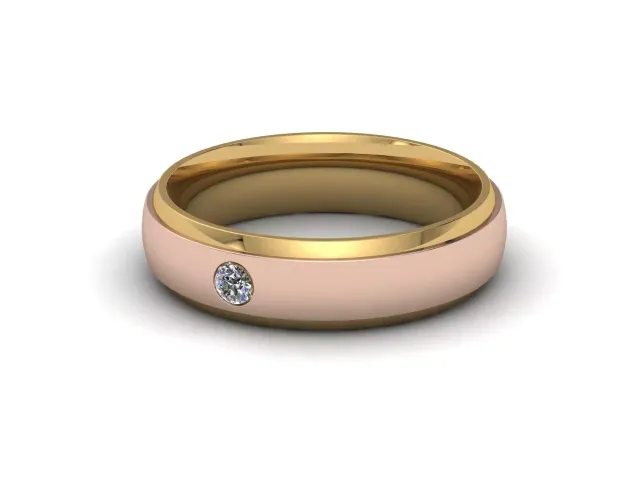 Single Diamond 18ct. Rose & Yellow Gold Wedding Rings