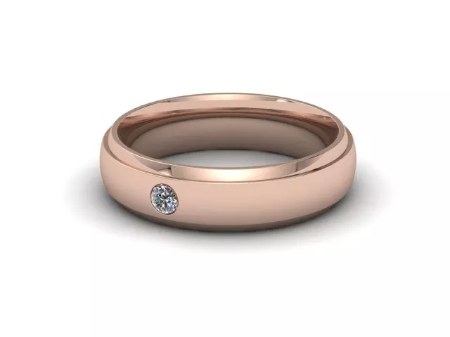 Single Diamond Wedding Rings 100% Recycled 18ct. Rose Gold