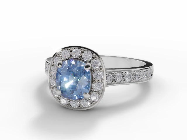 Blue Topaz & Diamond Engagement Rings in 18ct.White Gold