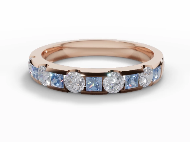 Blue Topaz & Diamond Eternity Rings in 18ct. Rose Gold