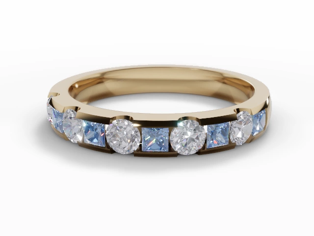 Blue Topaz & Diamond Eternity Rings in 18ct. Yellow Gold