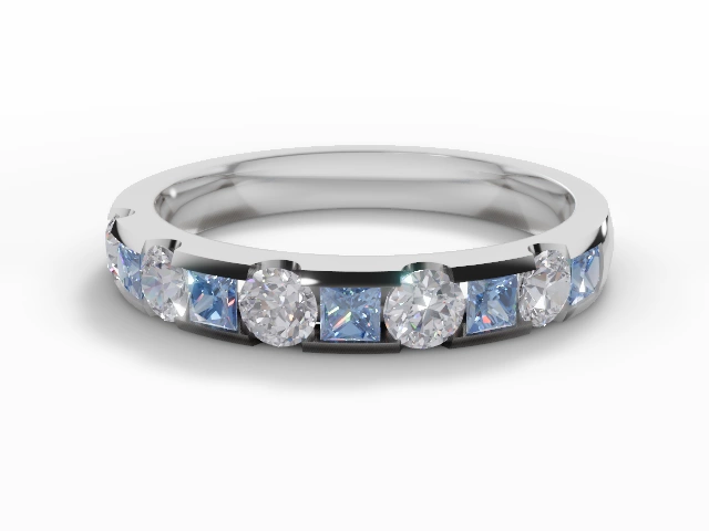 Blue Topaz & Diamond Eternity Rings in Platinum