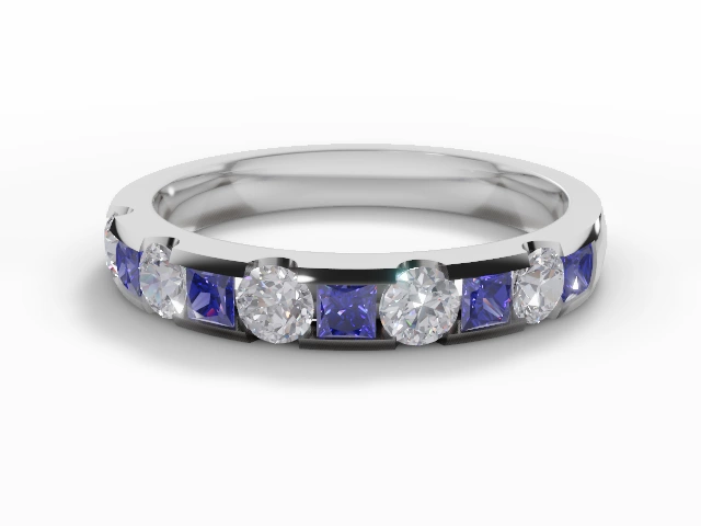 Tanzanite & Diamond Eternity Rings in 18ct. White Gold