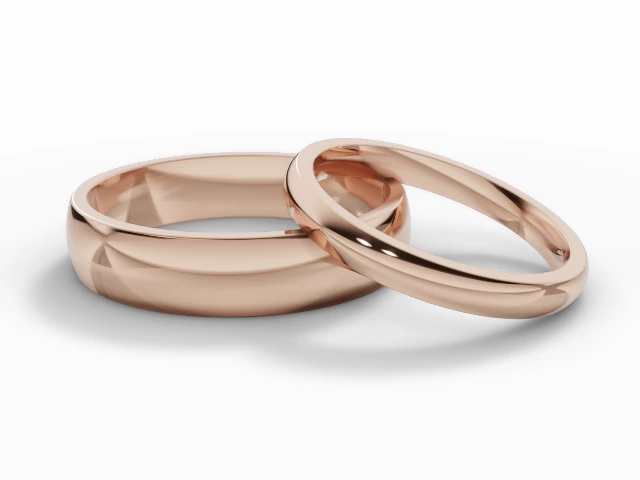 Plain Polished 18ct. Rose Gold. Wedding Rings  Select Profile and Width