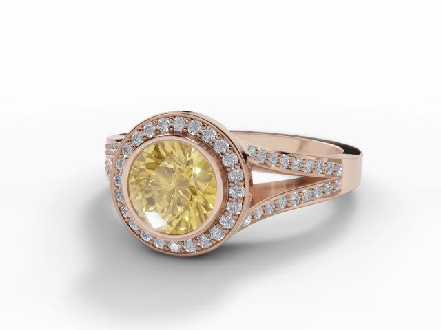 Yellow Sapphire & Diamond Engagement Rings in 18ct. Rose Gold