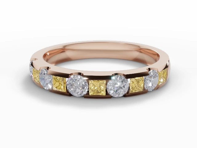 Yellow Sapphire & Diamond Eternity Rings in 18ct. Rose Gold