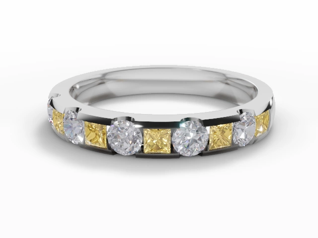 Yellow Sapphire & Diamond Eternity Rings in 18ct. White Gold