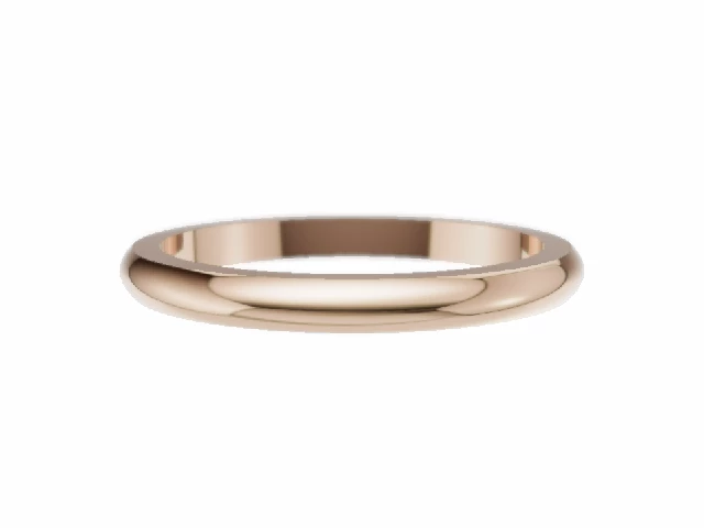 LUXURY 2.0mm.  Wide  Plain Polish Wedding Ring 100% Recycled, Hallmarked 18ct. Rose Gold