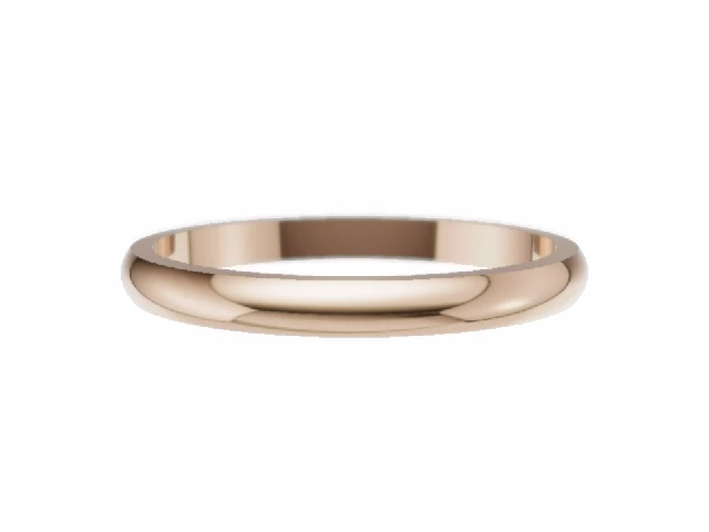 BUDGET 2.0mm.  Wide  Plain Polish Wedding Ring 100% Recycled, Hallmarked 18ct. Rose Gold