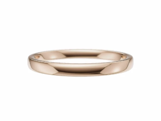 BUDGET 2.0mm.  Wide  Plain Polish Soft-Court Wedding Ring  100% Recycled, Hallmarked 18ct. Rose Gold