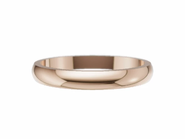 BUDGET 2.5mm.  Wide  Plain Polish Wedding Ring 100% Recycled, Hallmarked 18ct. Rose Gold