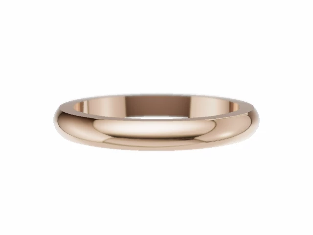 PREMIERE 2.5mm.  Wide  Plain Polish Wedding Ring 100% Recycled, Hallmarked 18ct. Rose Gold