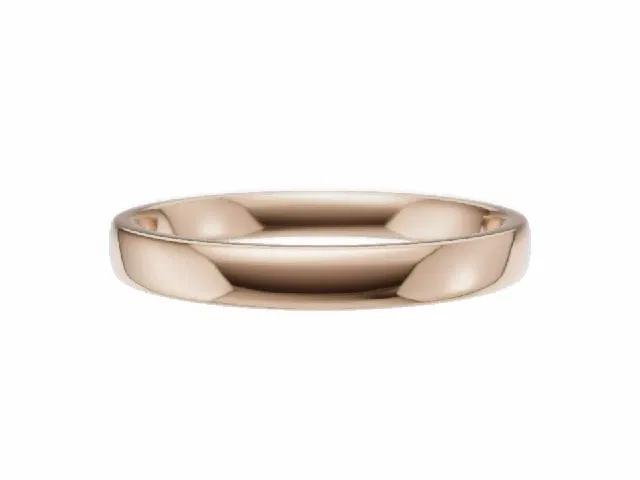 BUDGET 2.5mm.  Wide  Plain Polish Soft-Court Wedding Ring  100% Recycled, Hallmarked 18ct. Rose Gold