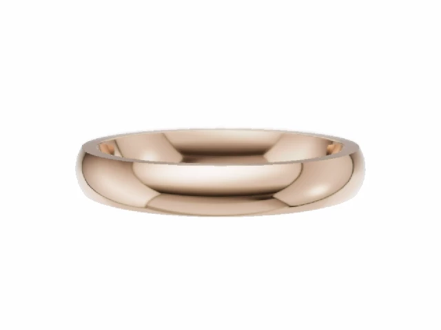 LUXURY 3.0mm.  Wide  Plain Polish Court Wedding Ring   100% Recycled, Hallmarked 18ct. Rose Gold