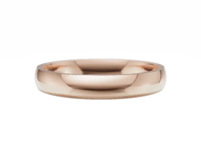 <strong>BUDGET</strong><br />3.0mm.  Wide <br />Plain Polish Court Wedding Ring<br /> <br />100% Recycled, Hallmarked 18ct. Rose Gold