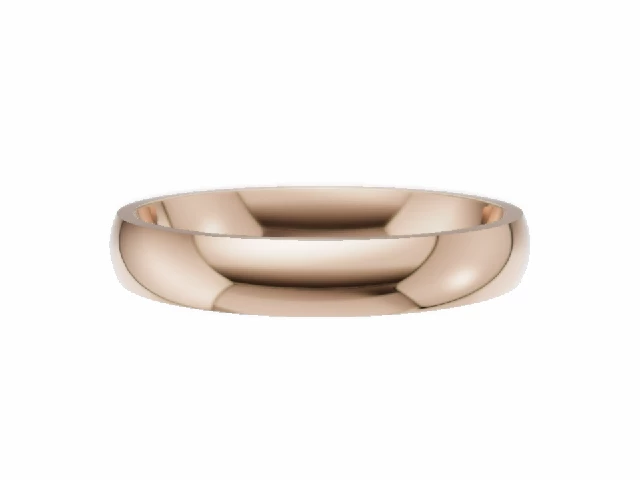 BUDGET 3.0mm.  Wide  Plain Polish Court Wedding Ring   100% Recycled, Hallmarked 18ct. Rose Gold