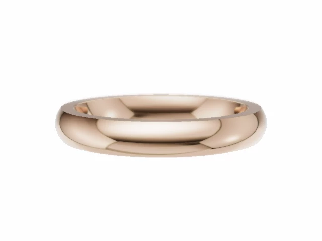 PREMIERE 3.0mm.  Wide  Plain Polish Court Wedding Ring   100% Recycled, Hallmarked 18ct. Rose Gold