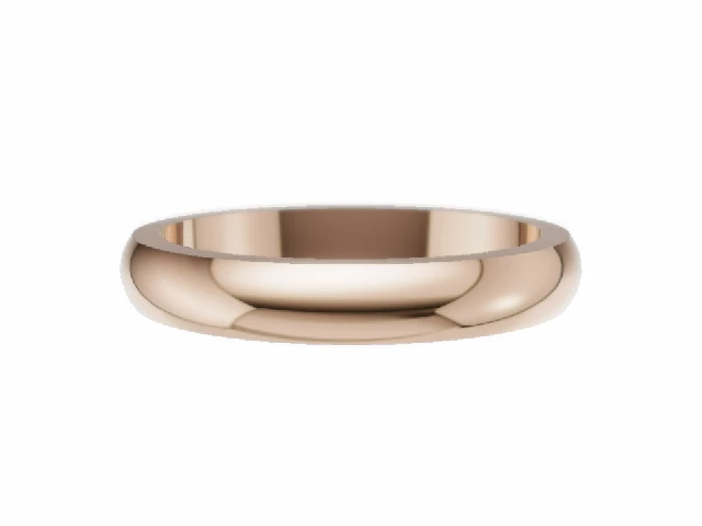 LUXURY 3.0mm.  Wide  Plain Polish Wedding Ring 100% Recycled, Hallmarked 18ct. Rose Gold