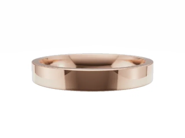 <strong>BUDGET</strong><br />3.0mm.  Wide <br />Plain Polish Wedding Ring<br /> <br />100% Recycled, Hallmarked 18ct. Rose Gold