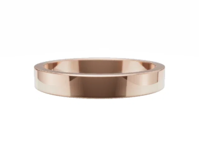 <strong>BUDGET</strong><br />3.0mm.  Wide <br />Plain Polish Wedding Ring<br /> <br />100% Recycled, Hallmarked 18ct. Rose Gold