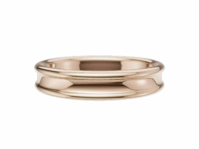 LUXURY 4.0mm.  Wide  Plain Polish Concave Wedding Ring   100% Recycled, Hallmarked 18ct. Rose Gold