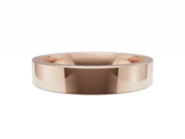 <strong>LUXURY</strong><br />4.0mm.  Wide <br />Plain Polish Wedding Ring<br /> <br />100% Recycled, Hallmarked 18ct. Rose Gold