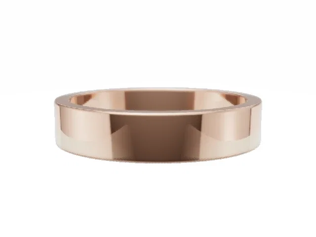 <strong>BUDGET</strong><br />4.0mm.  Wide <br />Plain Polish Wedding Ring<br /> <br />100% Recycled, Hallmarked 18ct. Rose Gold