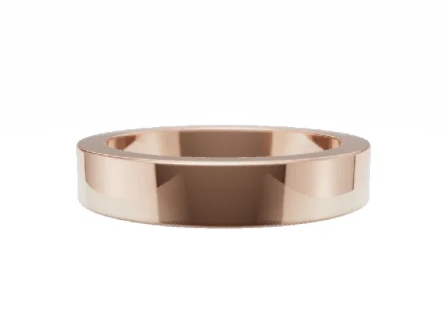 <strong>PREMIERE</strong><br />4.0mm.  Wide <br />Plain Polish Wedding Ring<br /> <br />100% Recycled, Hallmarked 18ct. Rose Gold