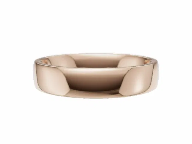 BUDGET 4.0mm.  Wide  Plain Polish Soft-Court Wedding Ring  100% Recycled, Hallmarked 18ct. Rose Gold