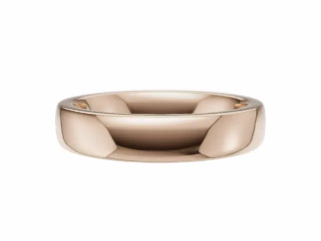 PREMIERE 4.0mm.  Wide  Plain Polish Soft-Court Wedding Ring  100% Recycled, Hallmarked 18ct. Rose Gold