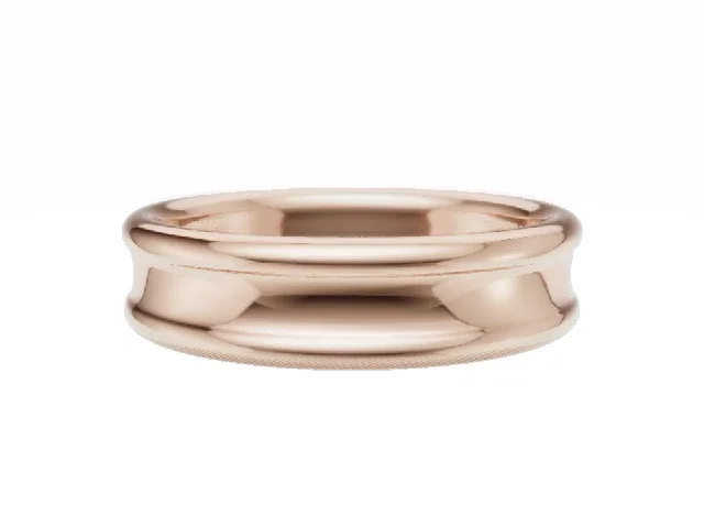 <strong>PREMIERE</strong><br />5.0mm.  Wide <br />Plain Polish Concave Wedding Ring<br /> <br />100% Recycled, Hallmarked 18ct. Rose Gold
