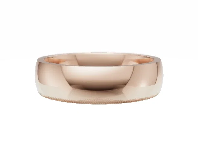 <strong>LUXURY</strong><br />5.0mm.  Wide <br />Plain Polish Court Wedding Ring<br /> <br />100% Recycled, Hallmarked 18ct. Rose Gold