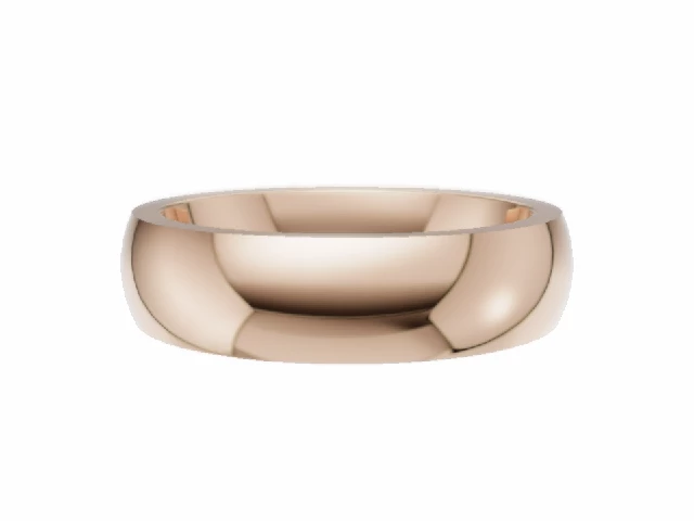 PREMIERE 5.0mm.  Wide  Plain Polish Court Wedding Ring   100% Recycled, Hallmarked 18ct. Rose Gold