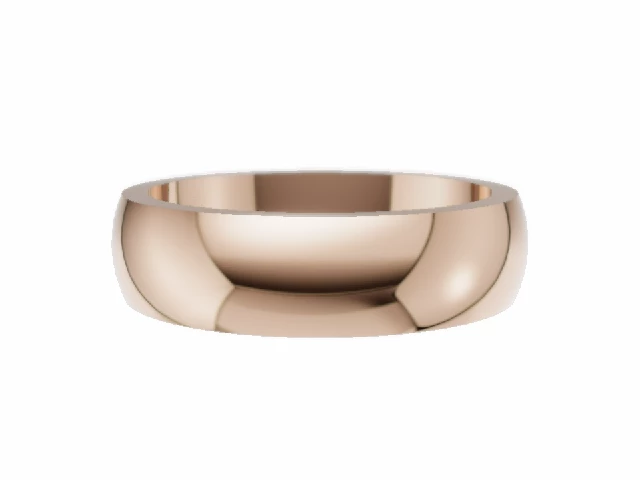 LUXURY 5.0mm.  Wide  Plain Polish Wedding Ring 100% Recycled, Hallmarked 18ct. Rose Gold