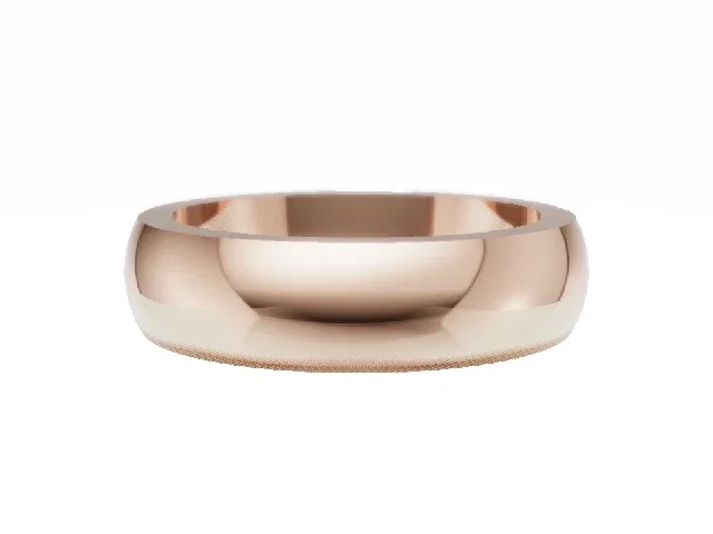 <strong>PREMIERE</strong><br />5.0mm.  Wide <br />Plain Polish Wedding Ring<br />100% Recycled, Hallmarked 18ct. Rose Gold